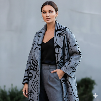Damen Wollmantel mit Karomuster | Oversize & Warm | Winter