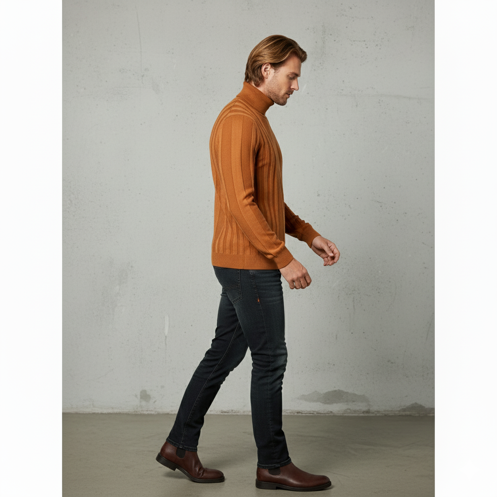 Herren Rollkragenpullover mit Strukturmuster