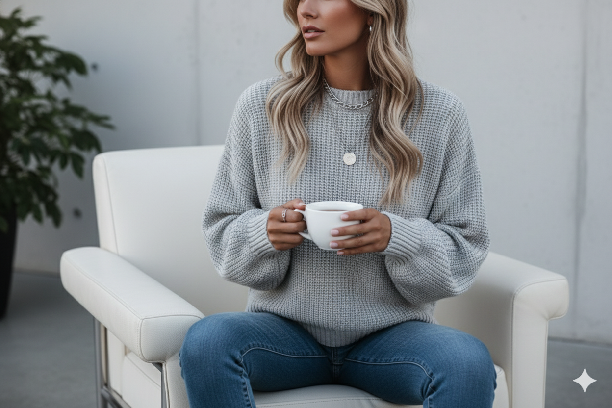 Locker gestrickter Damenpullover | Oversize & Freizeit
