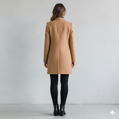Damen Wollmantel mit Stehkragen | Schmaler Schnitt & Elegant | Herbst/Winter