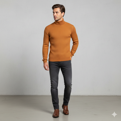 Herren Rollkragenpullover mit Strukturmuster