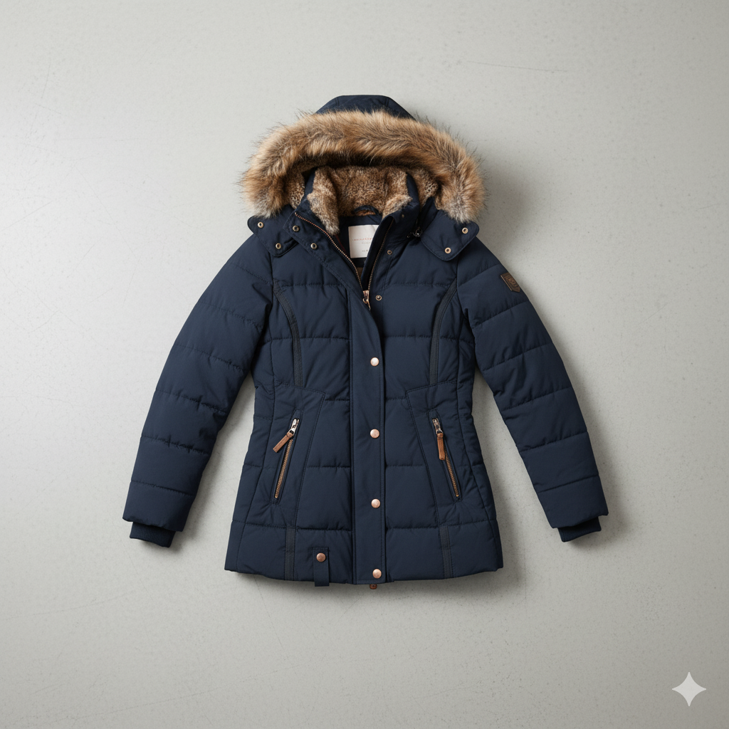 Damen Winterjacke mit Fellkapuze | Warm & Figurbetont