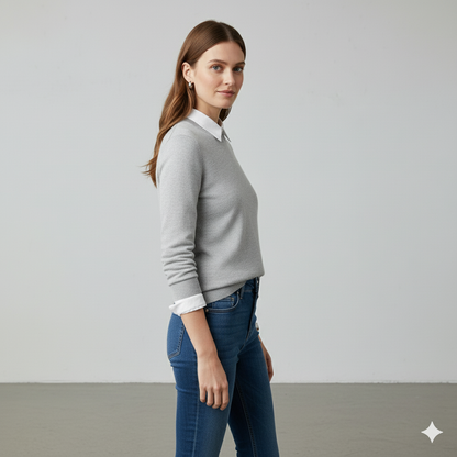 Kuscheliger Damen Strickpullover mit Rundhalsausschnitt | Winter | Elegant