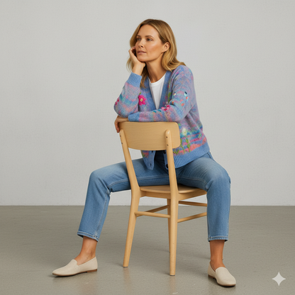Damen Cardigan mit buntem Strickjacke | Herbst Winter