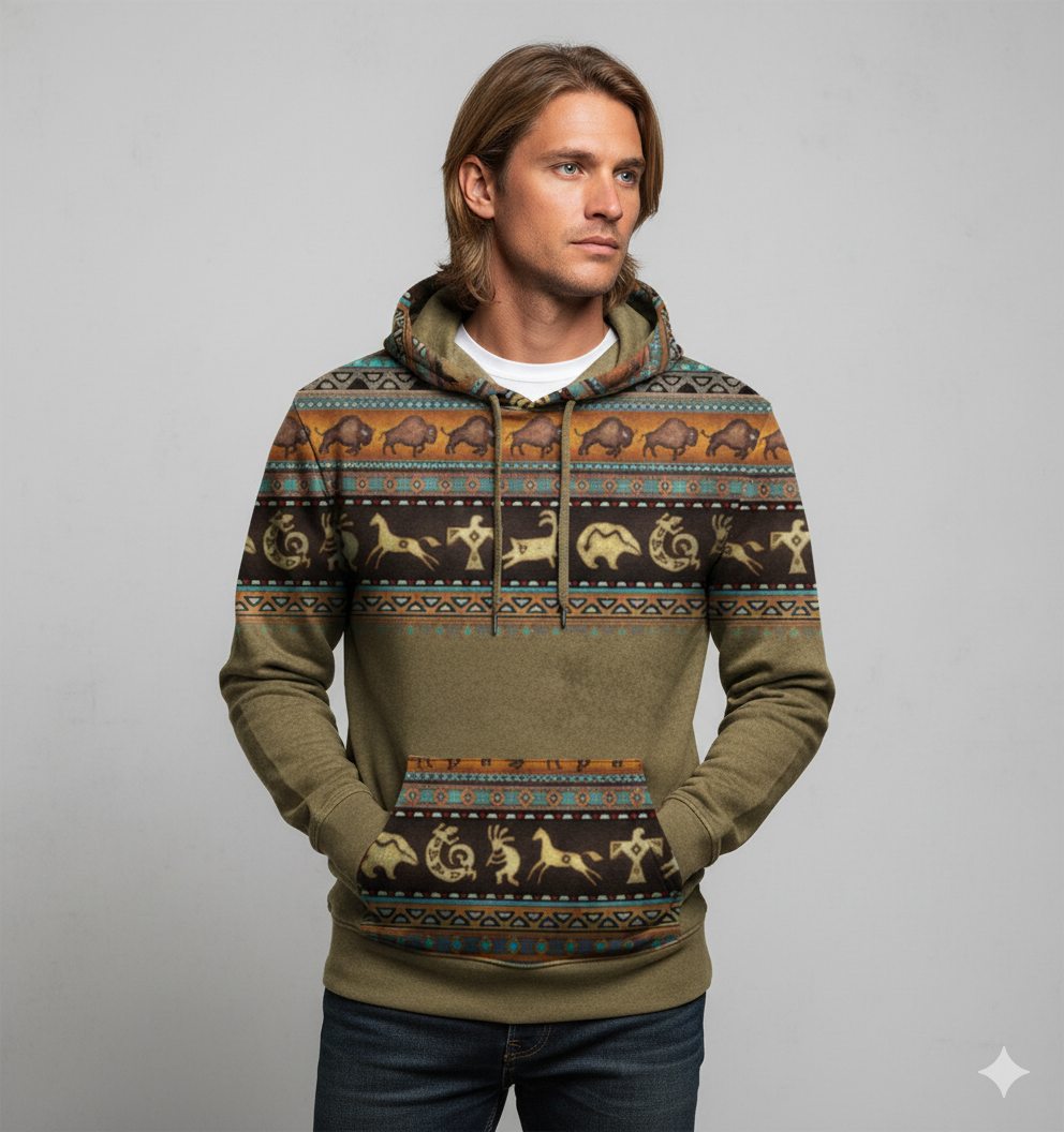 Herren Hoodie mit Muster | Lässig & Warm | Herbst/Winter