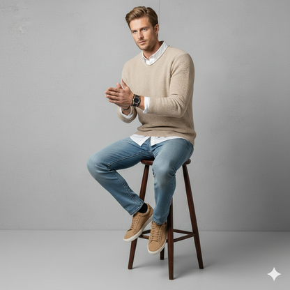 Lässiger Damen Strickpullover mit V-Ausschnitt | Freizeit | Herbst