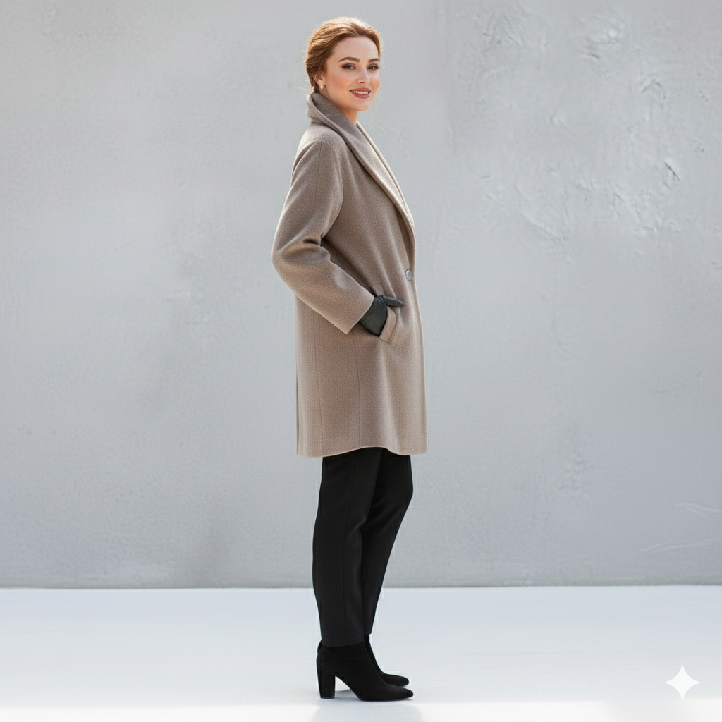 Damen Wollmantel Figurbetont Elegant | Stehkragen | Herbst Winter