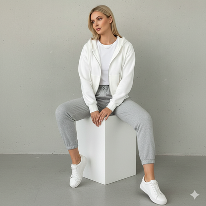 Kurz geschnittener Damen Hoodie mit Reißverschluss