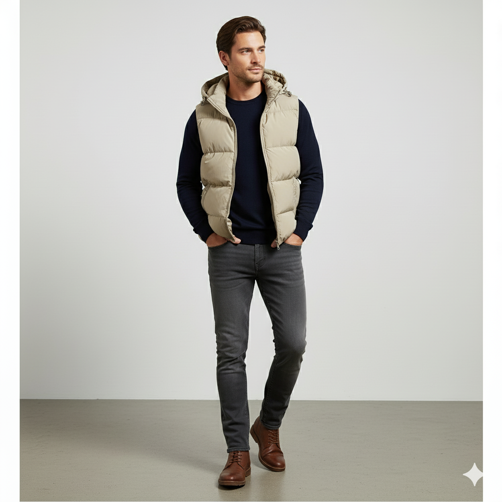 Herren Steppweste mit Kapuze | Warm & Bequem | Herbst/Winter