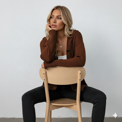 Lässiger Damen Strickjacke mit Knopfleiste | Herbst Winter