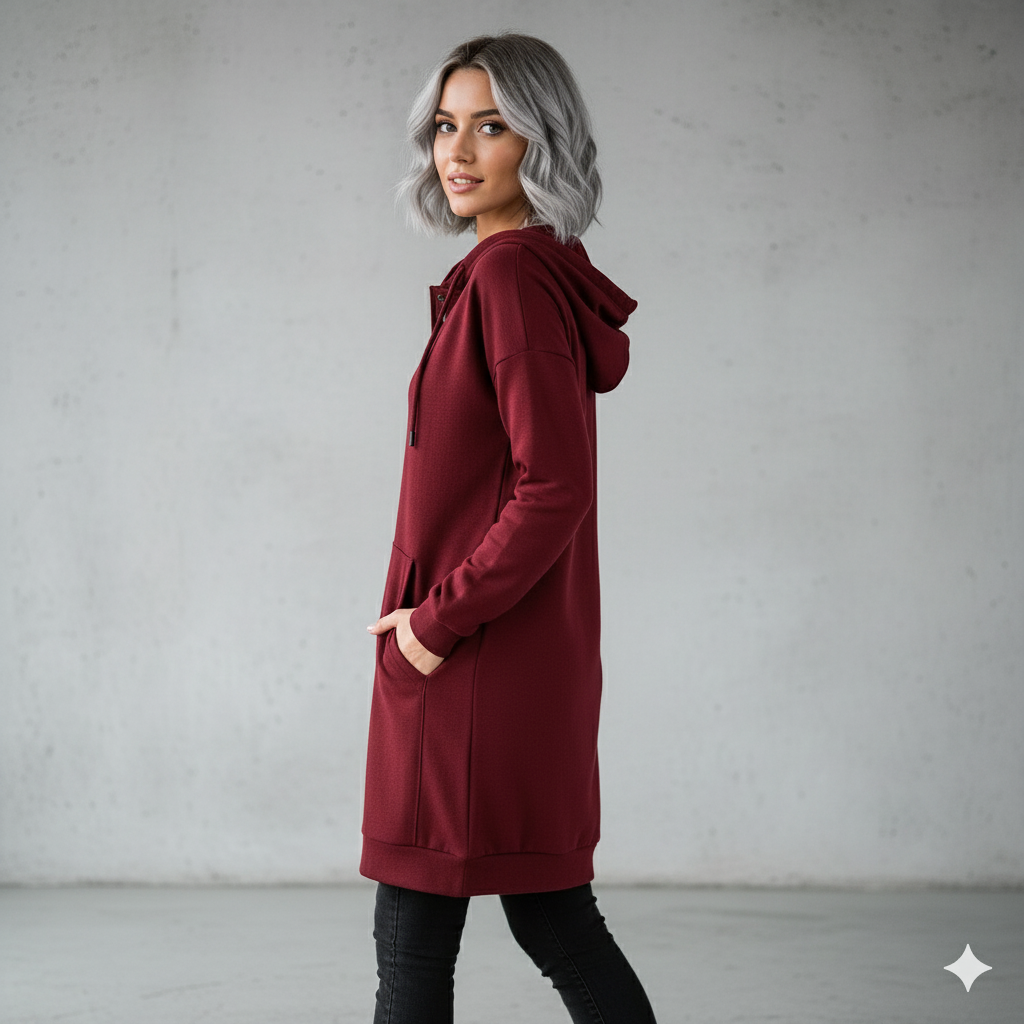 Lässiges Damen Hoodie mit Knopfleist