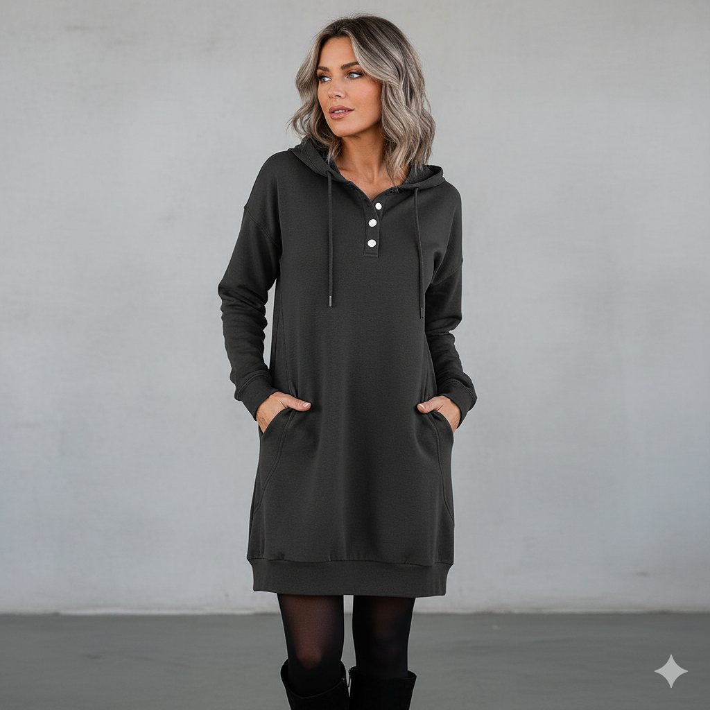 Lässiges Damen Hoodie mit Knopfleist