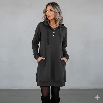 Lässiges Damen Hoodie mit Knopfleist