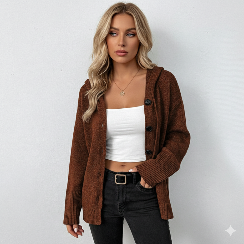 Lässiger Damen Strickjacke mit Knopfleiste | Herbst Winter