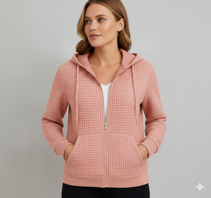 Leichter Damen Kapuzen Strickjacke mit Reißverschluss | Übergang