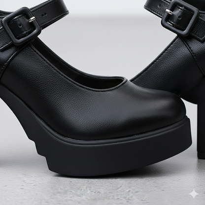 Damen Mary Jane Pumps | Klassisch mit Blockabsatz & Riemen