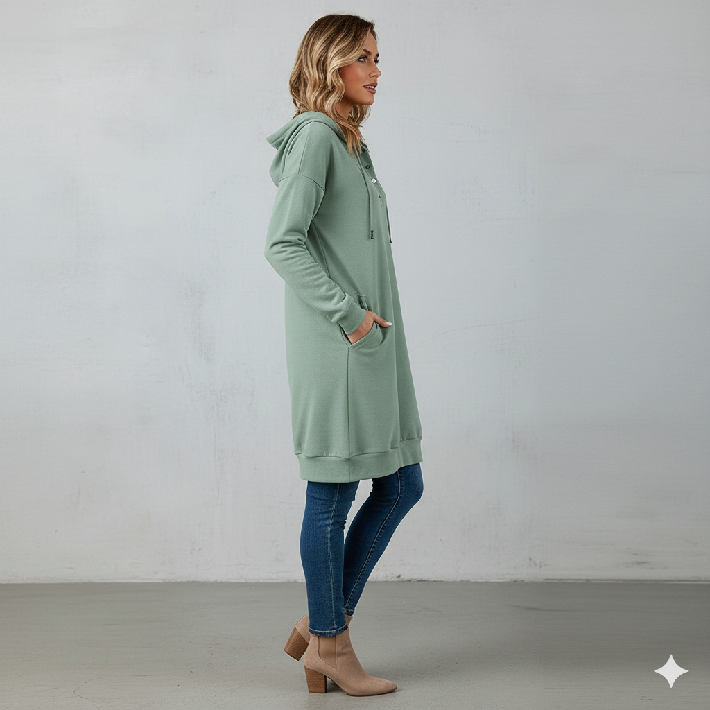 Lässiges Damen Hoodie mit Knopfleist