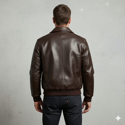 Herren Lederjacke im Retro Air Force Stil | Warm mit Fellkragen