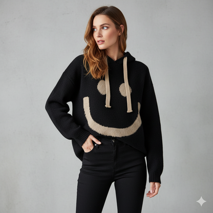 Damen Hoodie mit Smiley Print