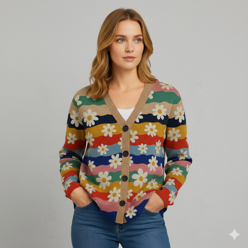 Damen Strickjacke mit abstraktem Print | Herbst/Winter | Stylisch