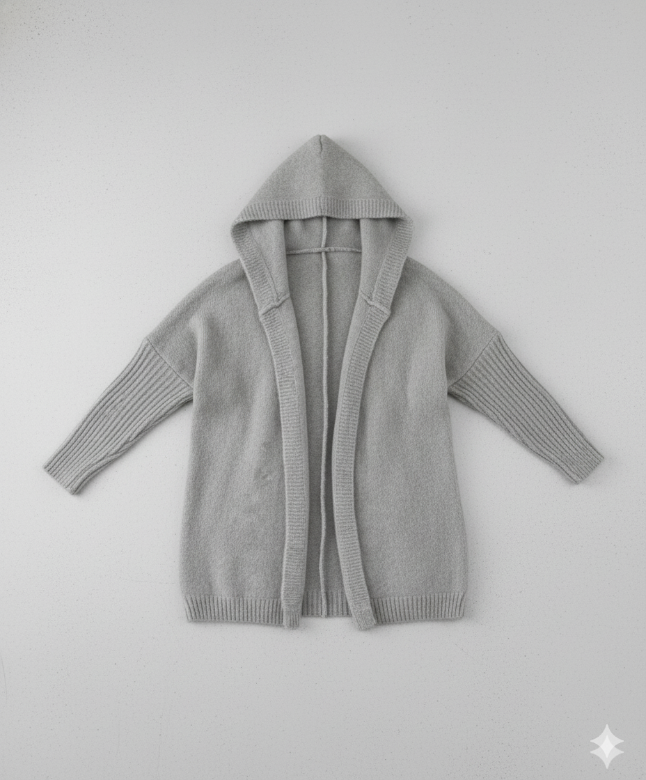 Langer Damen Strickjacke mit Kapuze | Herbst Winter