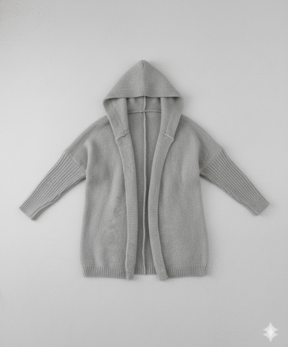 Langer Damen Strickjacke mit Kapuze | Herbst Winter