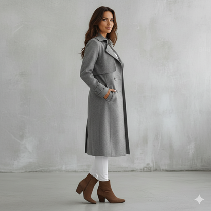 Damen Wollmantel mit Reverskragen | Elegant & Mittellang | Herbst/Winter