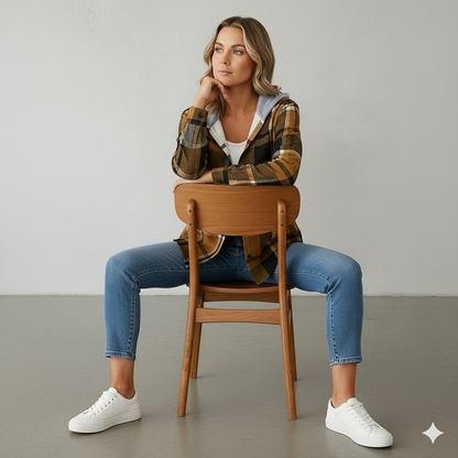 Gemusterte Damen Wolljacke mit Kapuze | Herbst & Winter | Lässig