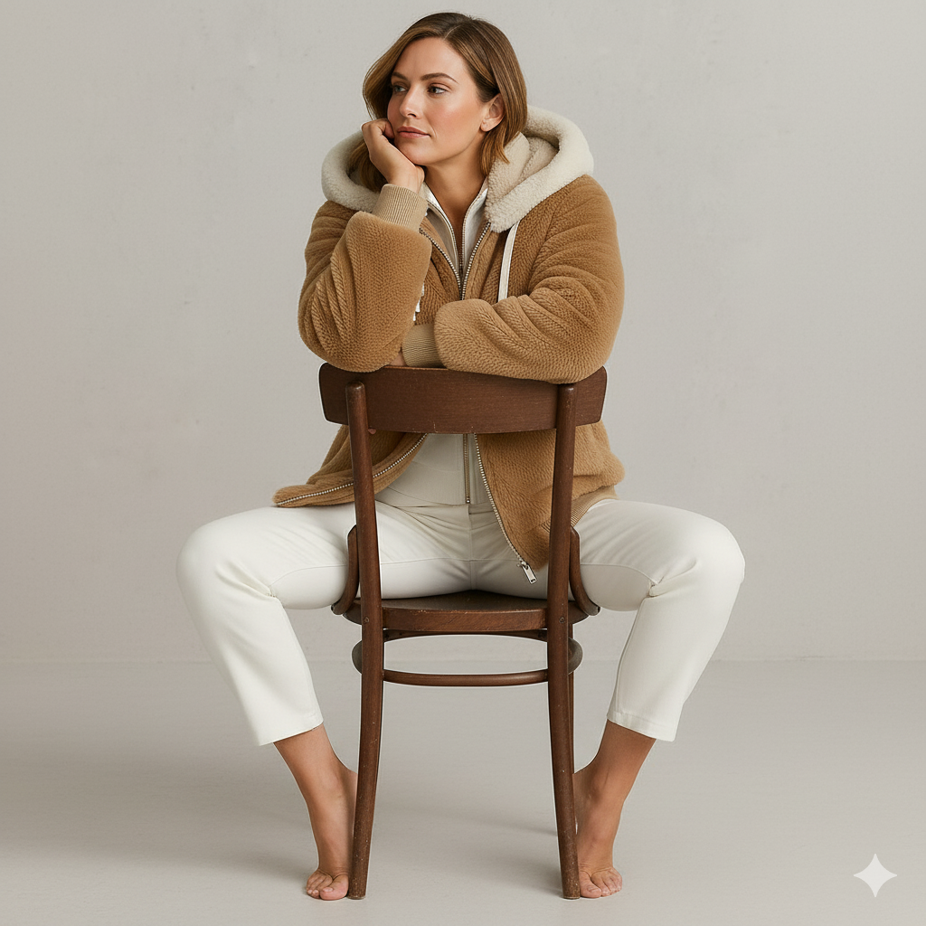 Kuschelige Damen Plüschjacke mit Kapuze und Reißverschluss | Winter