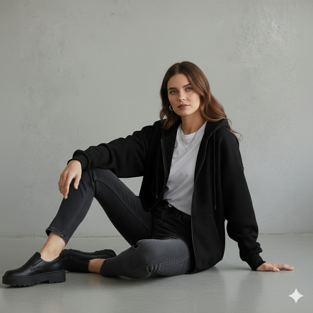 Kurz geschnittener Damen Hoodie mit Reißverschluss
