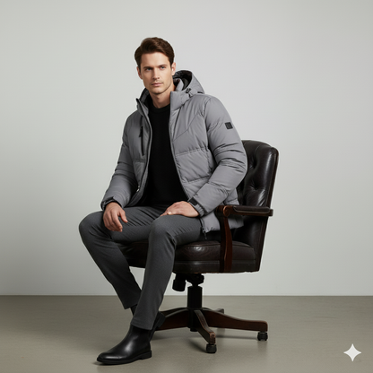 Warme Herren Daunenjacke mit Kapuze | Winter | Slim Fit