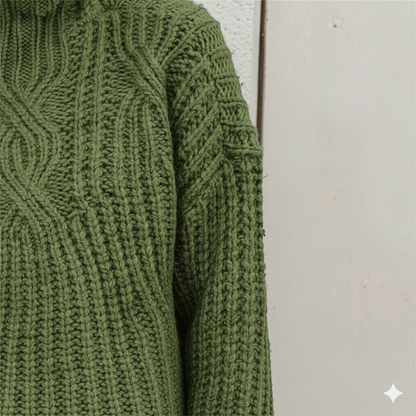 Damen Strickpullover mit Zopfmuster | Warm & Hochgeschlossen | Winter