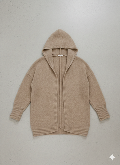 Langer Damen Strickjacke mit Kapuze | Herbst Winter