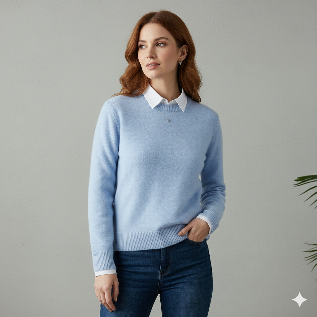 Kuscheliger Damen Strickpullover mit Rundhalsausschnitt | Winter | Elegant