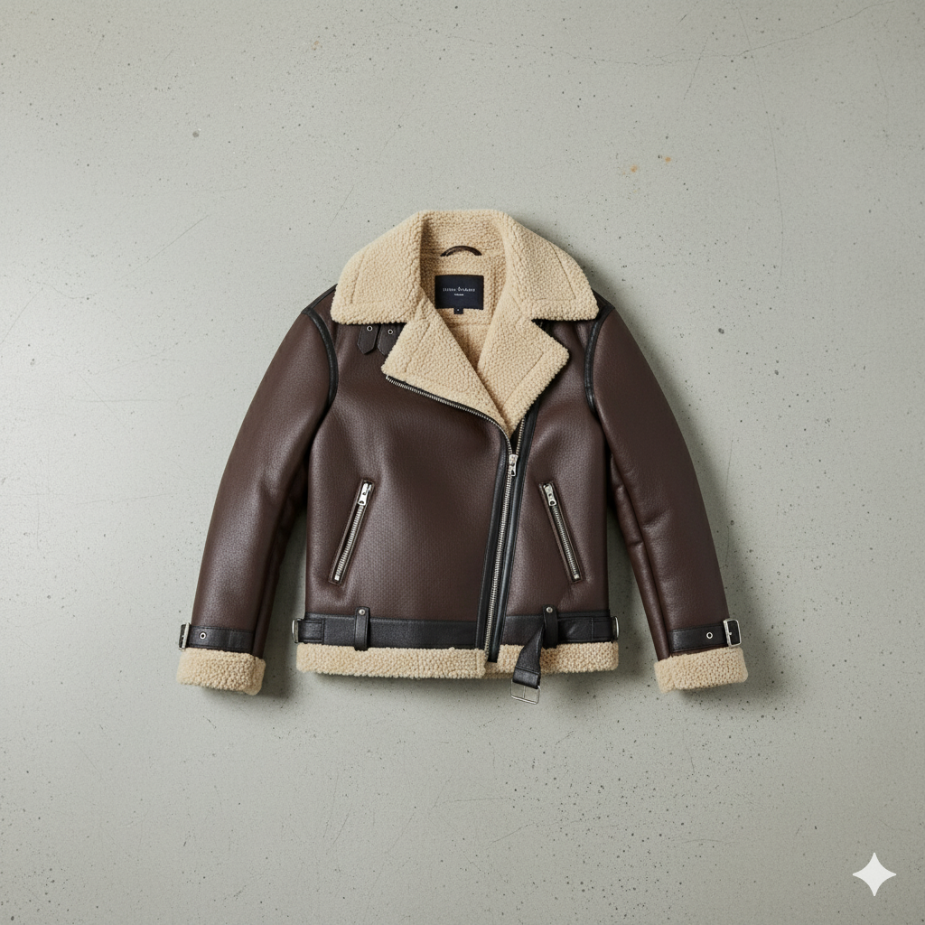 Damen Jacke mit Kunstfellkragen | Biker Style & Warm | Winter