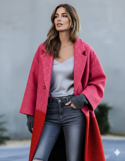 Damen Wollmantel mit Karomuster | Oversize & Warm | Winter