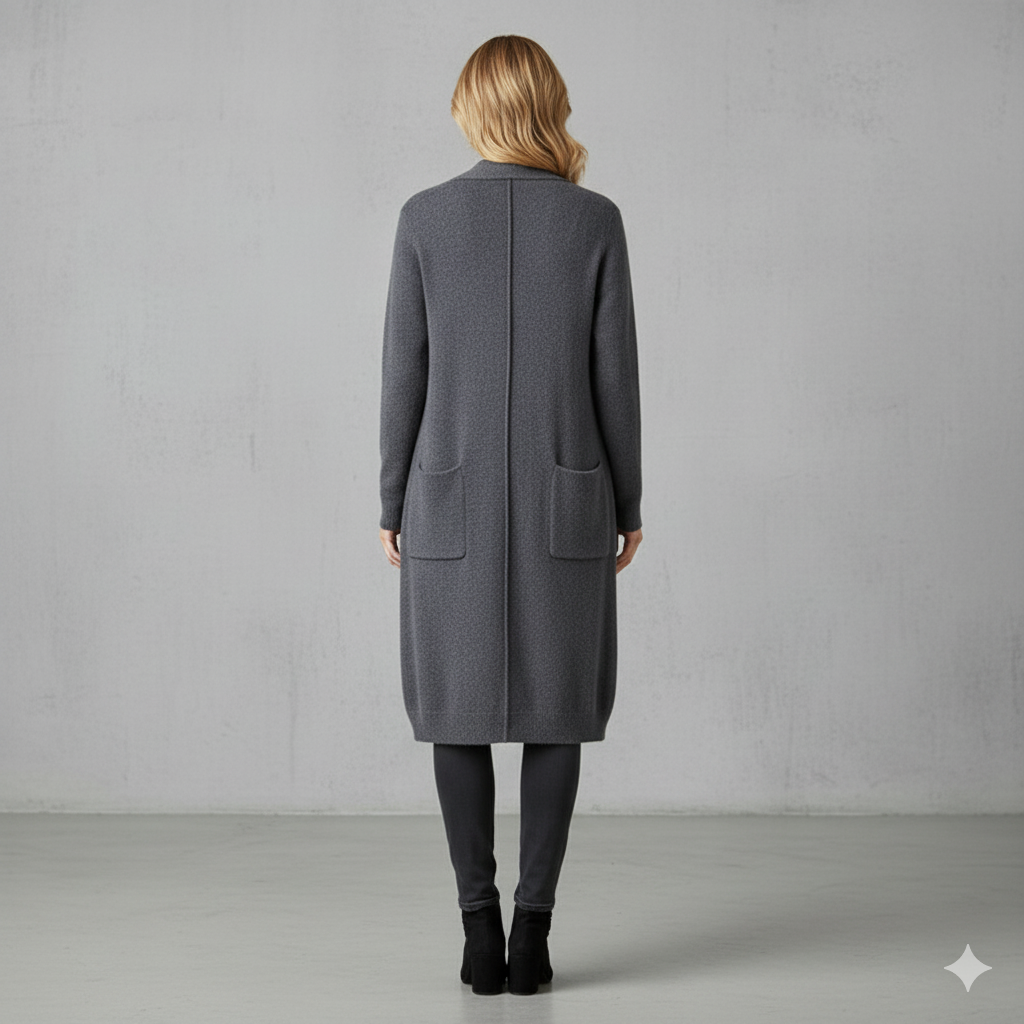Langer Damen Strickjacke mit Taschen | Herbst & Winter | Elegant