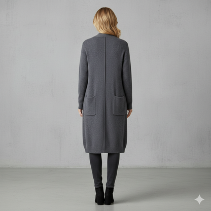 Langer Damen Strickjacke mit Taschen | Herbst & Winter | Elegant