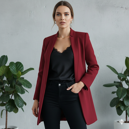 Damen Wollmantel mit Stehkragen | Schmaler Schnitt & Elegant | Herbst/Winter
