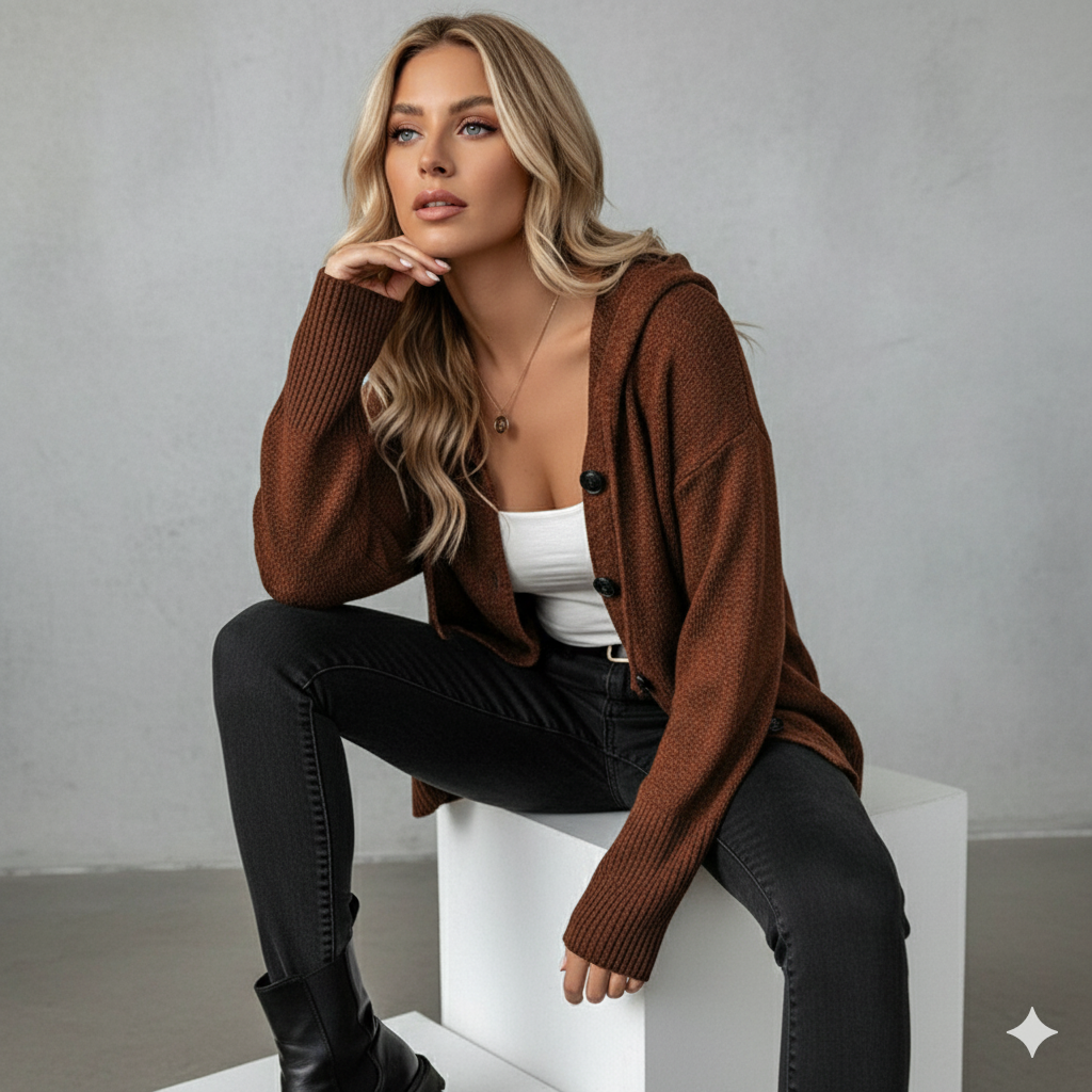 Lässiger Damen Strickjacke mit Knopfleiste | Herbst Winter