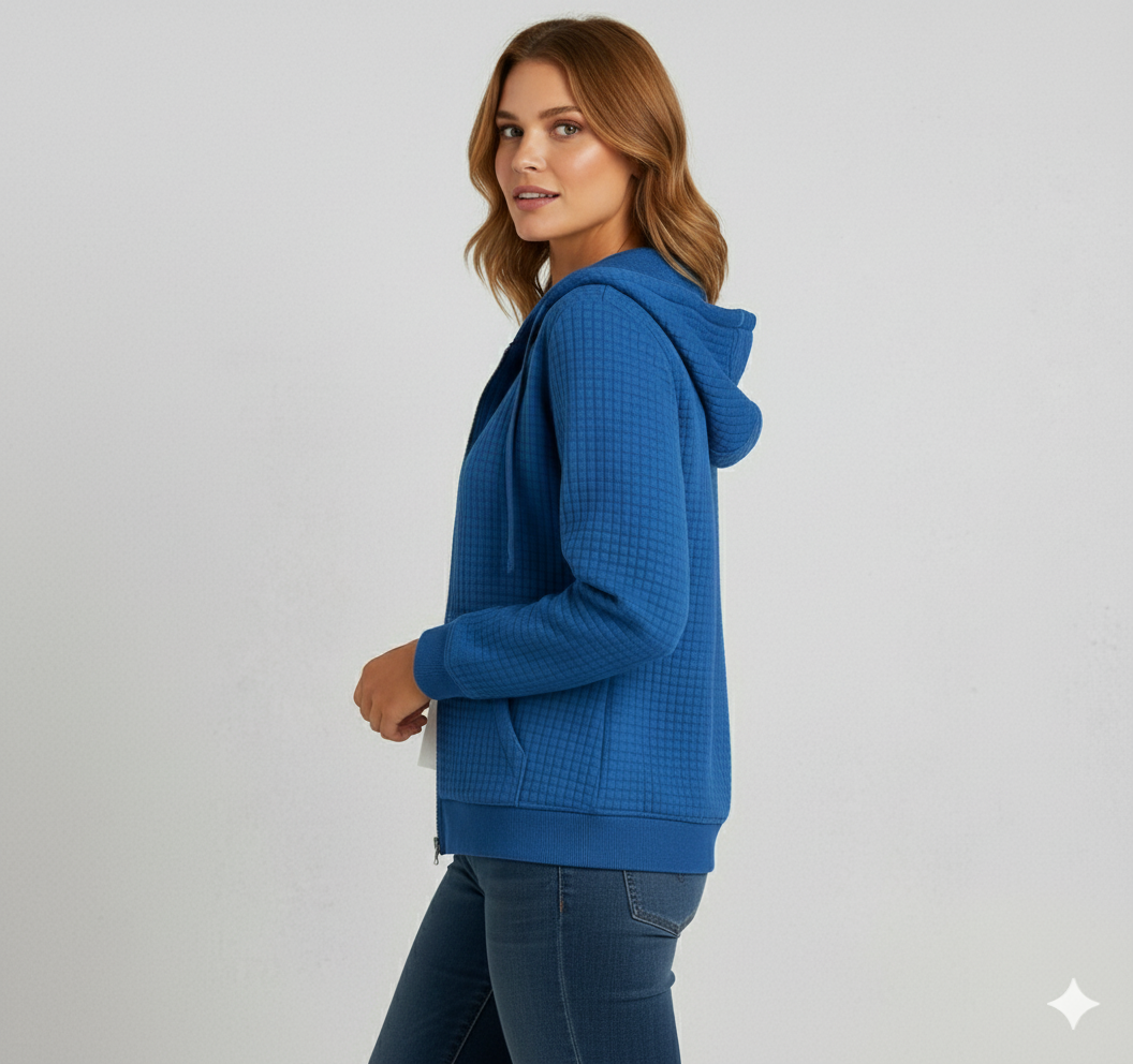 Leichter Damen Kapuzen Strickjacke mit Reißverschluss | Übergang