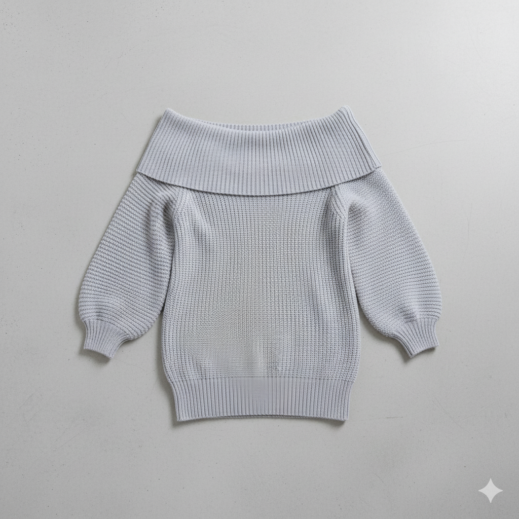 Damen Strickkleid schulterfrei | Elegant & Warm für Herbst Winter