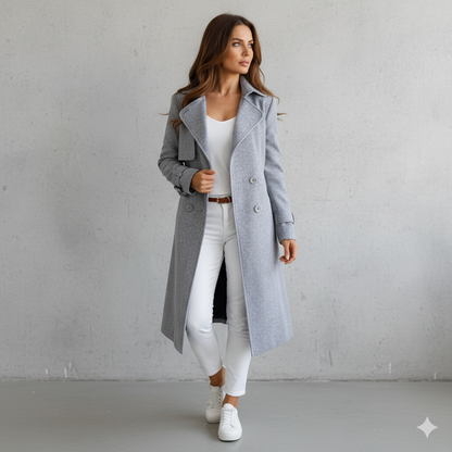 Damen Wollmantel mit Reverskragen | Elegant & Mittellang | Herbst/Winter
