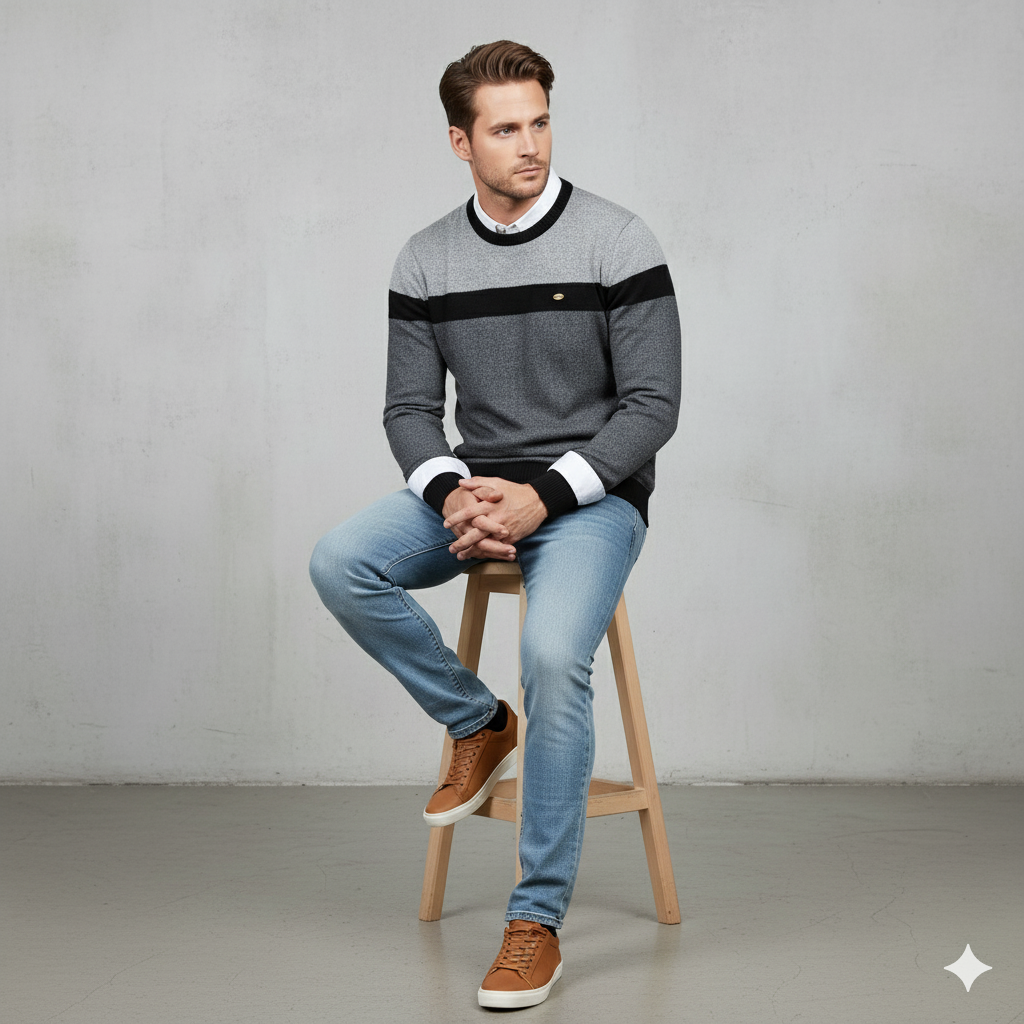 Gemusterter Strickpullover für Herren