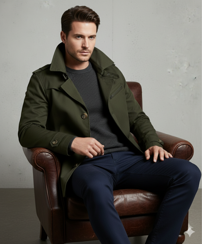 Eleganter Herren Trenchcoat mit Reverskragen | Herbst Übergang