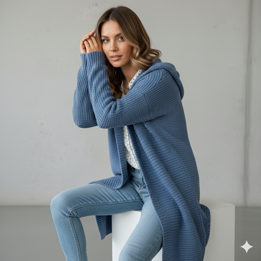 Damen Strickjacke mit Kapuze | Locker & Warm für Herbst Winter