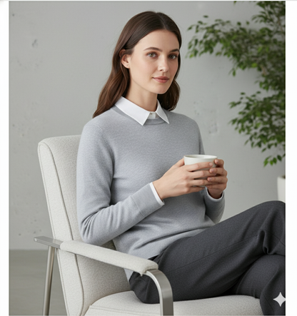 Kuscheliger Damen Strickpullover mit Rundhalsausschnitt | Winter | Elegant