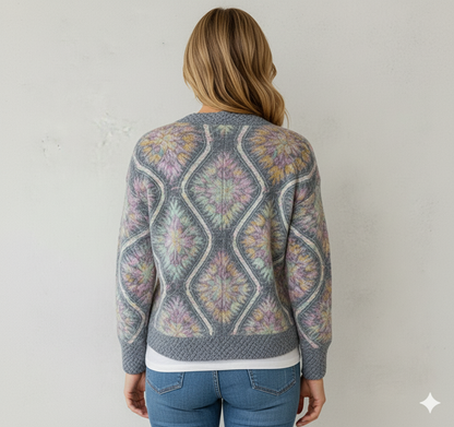Damen Strickjacke mit abstraktem Print | Herbst/Winter | Stylisch