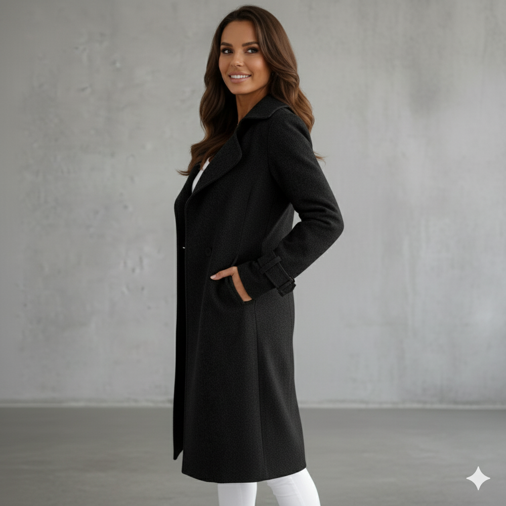 Damen Wollmantel mit Reverskragen | Elegant & Mittellang | Herbst/Winter