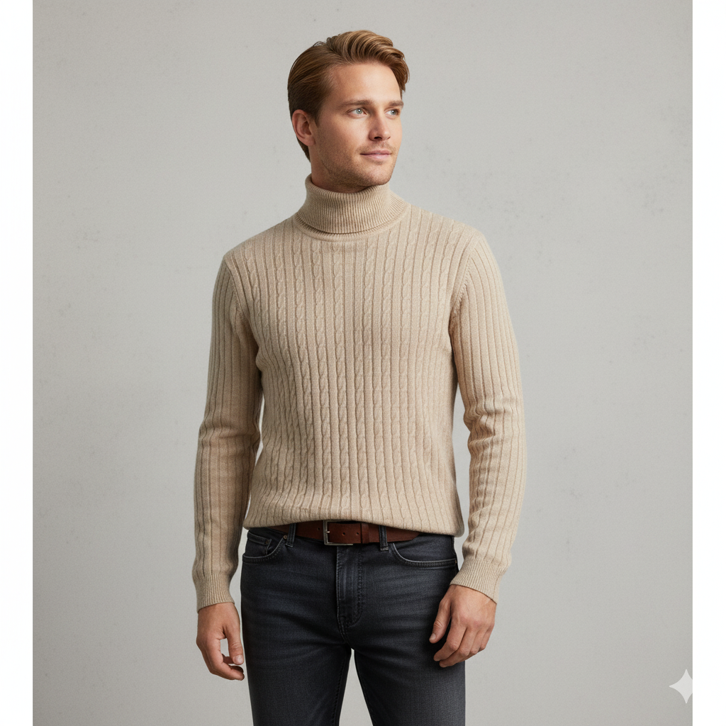 Feiner Herren Strickpullover mit Rollkragen